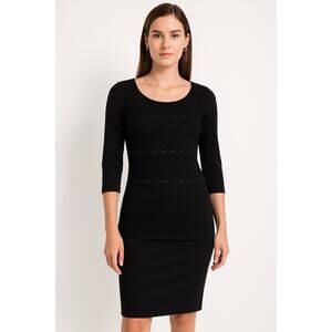 White House Black Market Black Lace Panel Tunic Top Women’s Small